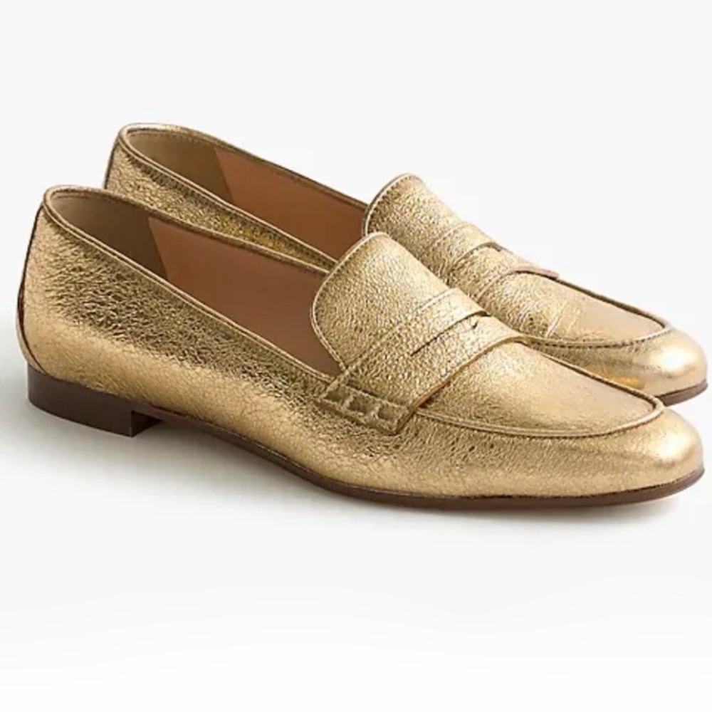 J. Crew Charlie Loafers in Metallic Leather